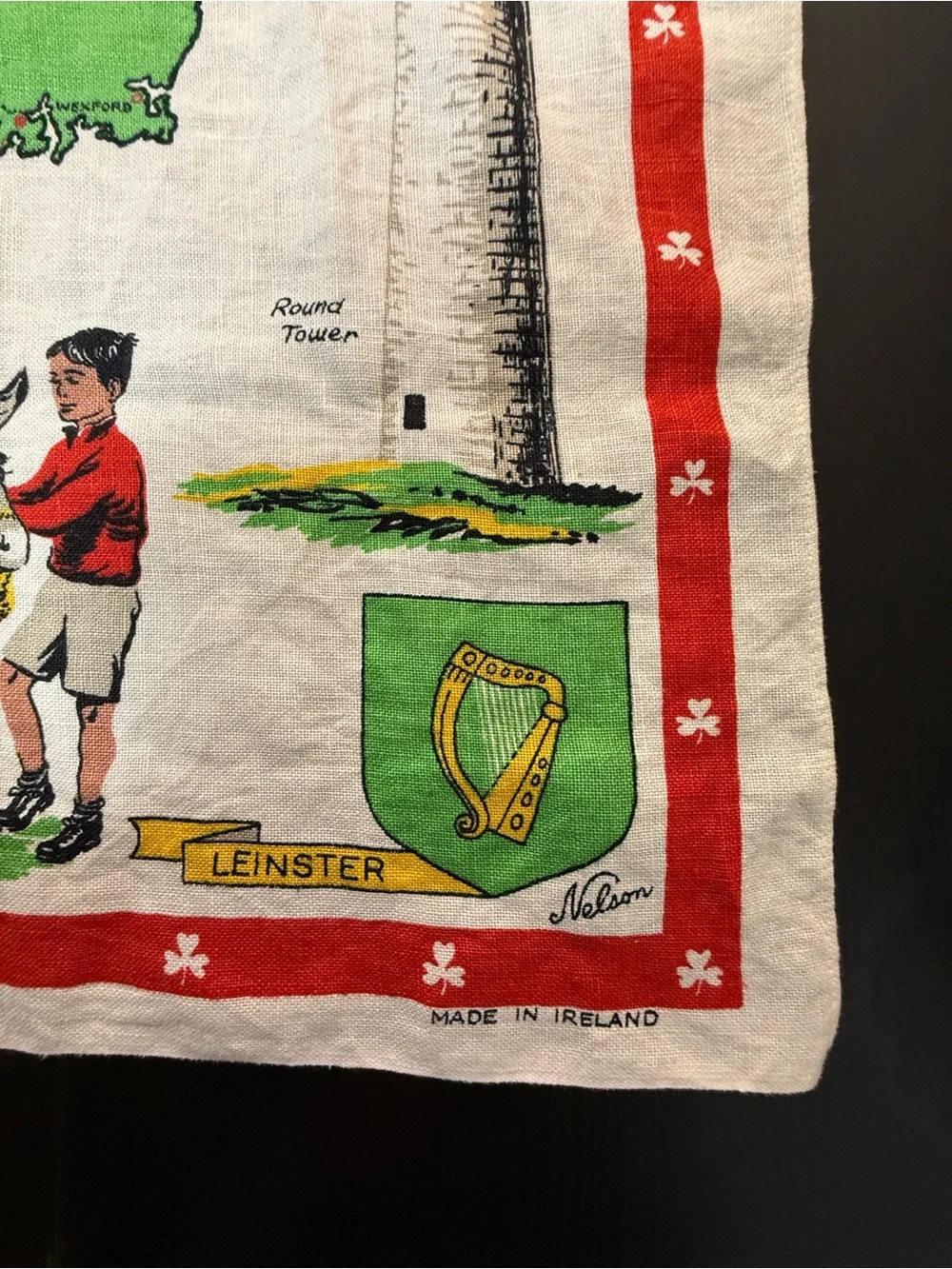 Vintage Nelson Ireland Map Tea Towel Pure Linen Made in Ireland Irish 29x20
